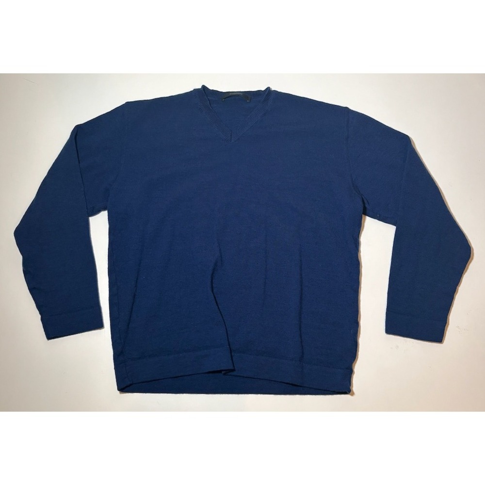 Zegna Sport 100% Lana Wool V Neck Sweater | Blue | Large